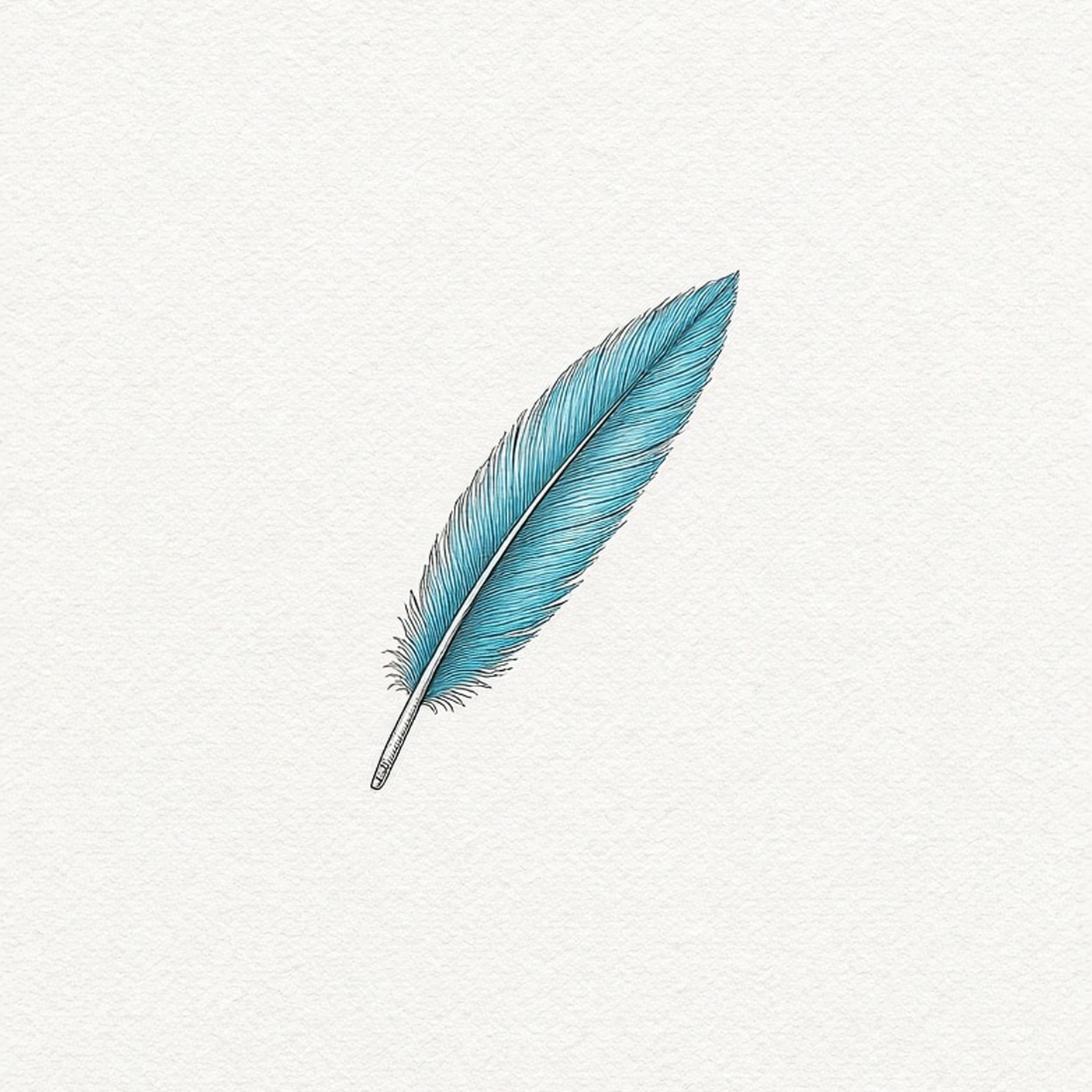 An engraved blue feather